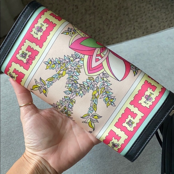 RARE Pucci tassel clutch in silk with leather trim - Picture 3 of 10